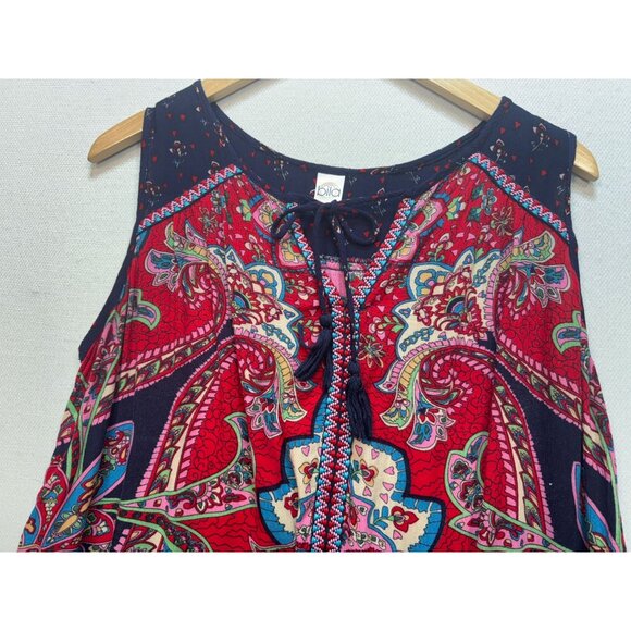 Bila Womens V Neck Fashion Boho Top Sleeveless Size XL Multi Paisley Lightweight - Picture 5 of 10